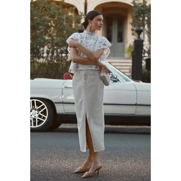 Anthropologie The Lainie High-Neck Lace Cutwork Blouse L NWT - Picture 7 of 9